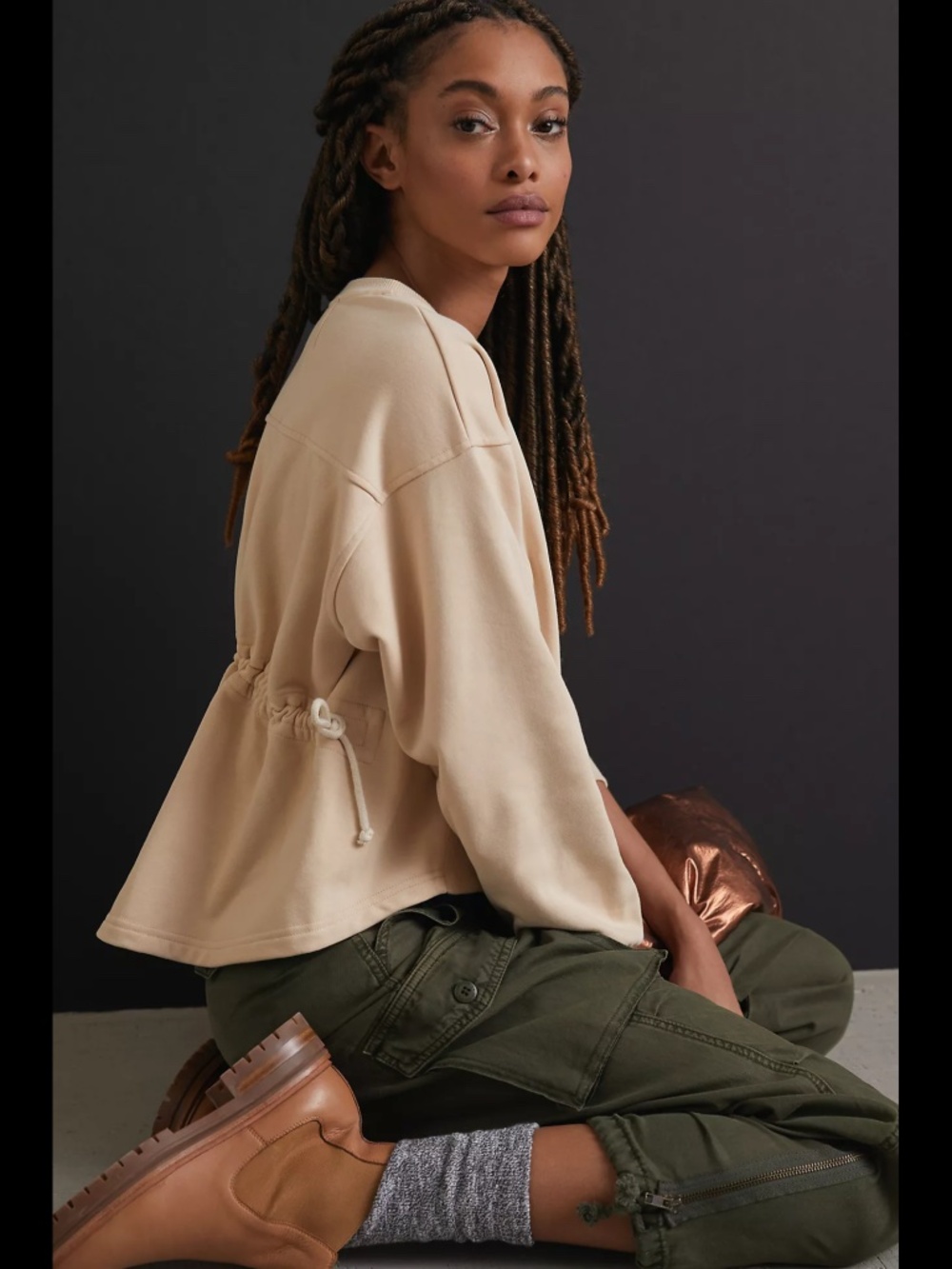 Anthropologie Find Me Now Claudine Cinch-Back Sweatshirt